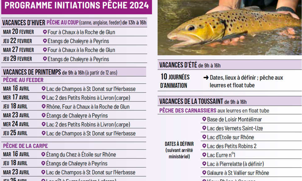 Programme de nos stages de pêche 2024 !